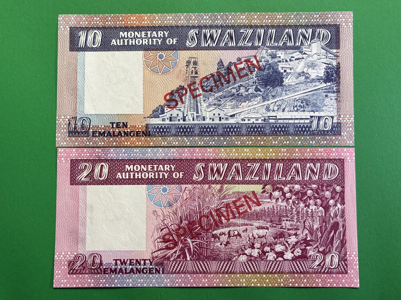 咖啡豆•收藏 2026年Mar_1st世界各国纸币样票拍卖 斯威士兰 1978年 1-20里兰吉尼 全新UNC同号 外国纸币样票 5枚一套