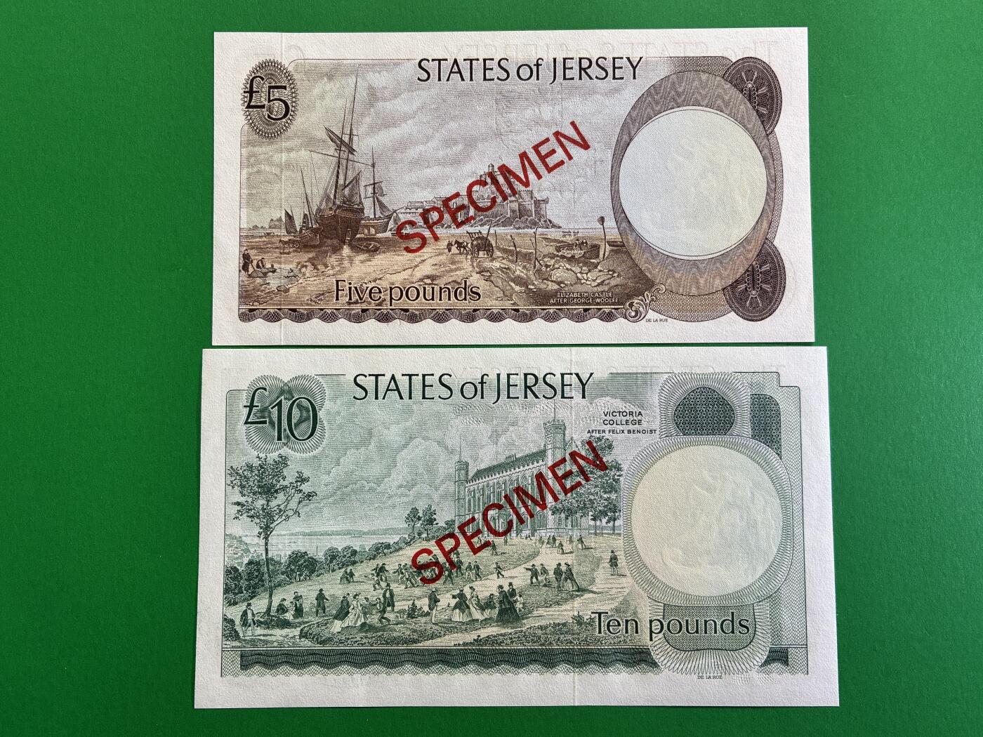 咖啡豆•收藏 2026年Mar_1st世界各国纸币样票拍卖 泽西岛 1-20镑 全新UNC同号 外国纸币样票 4枚一套