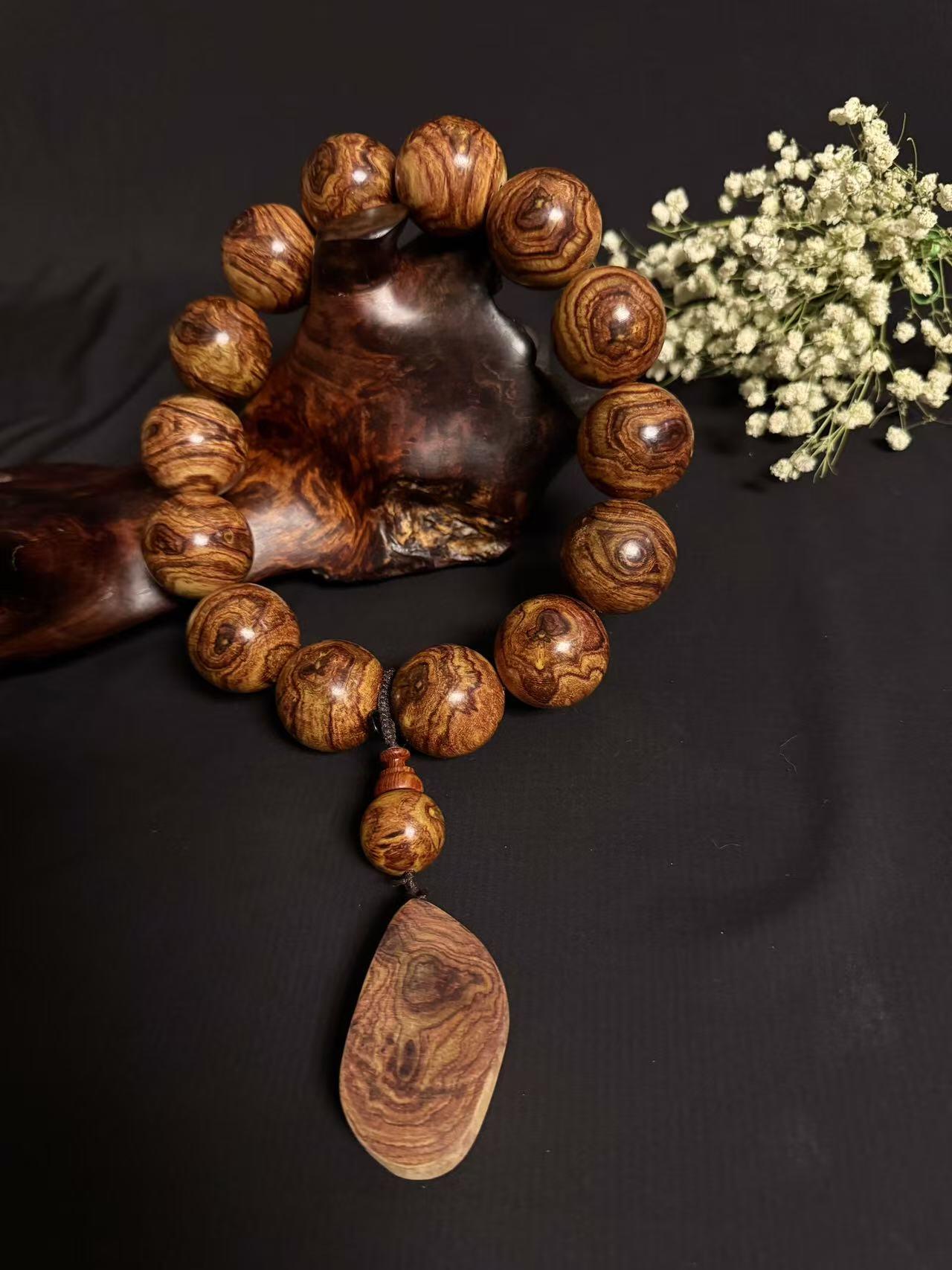 零元拍：海南黄花梨虎皮纹豪华大手持3.0/14粒