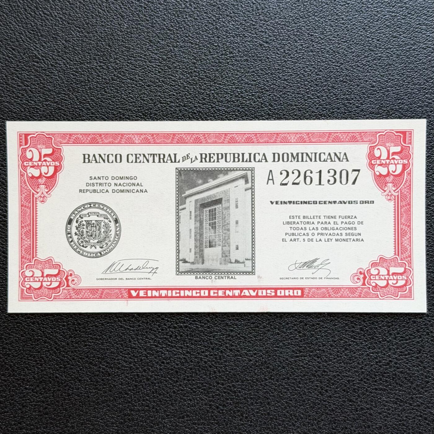 ＜星葵🌻钱币社＞非全新纸币场第70期·3月1日发货 UNC 多米尼加1961年25分应急纸币