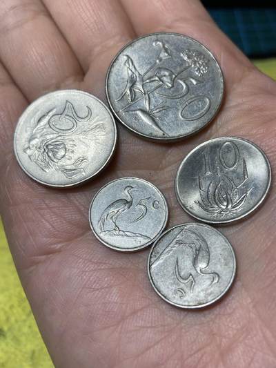 2026年第三十一场(总第二百场)英国一线回流散币新春特拍第三场(免佣金) - 南非🇿🇦5枚：1966年50分，1965年20分，1971年10分，1966年81年5分