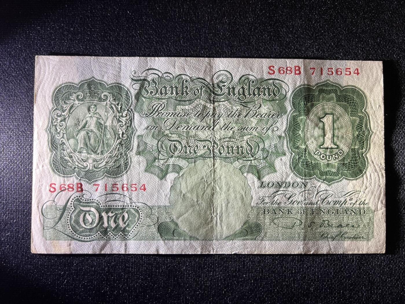 世界各国纸币拍卖 1949年英国1英镑 实物图