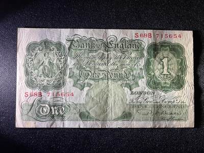 世界各国纸币拍卖 - 1949年英国1英镑 实物图