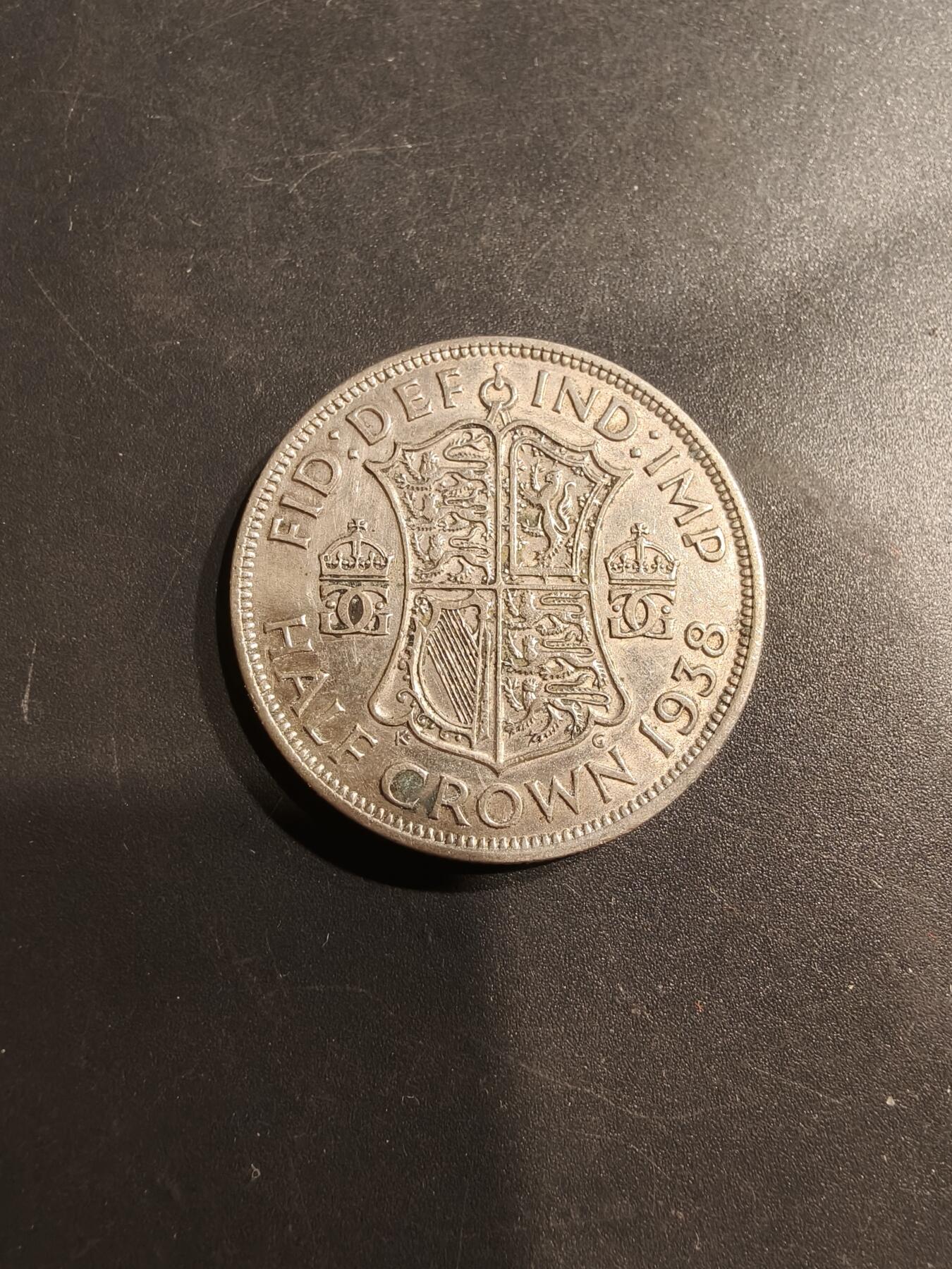 老王徽章第184期 英国1938年半克朗银币    500银    14.1g