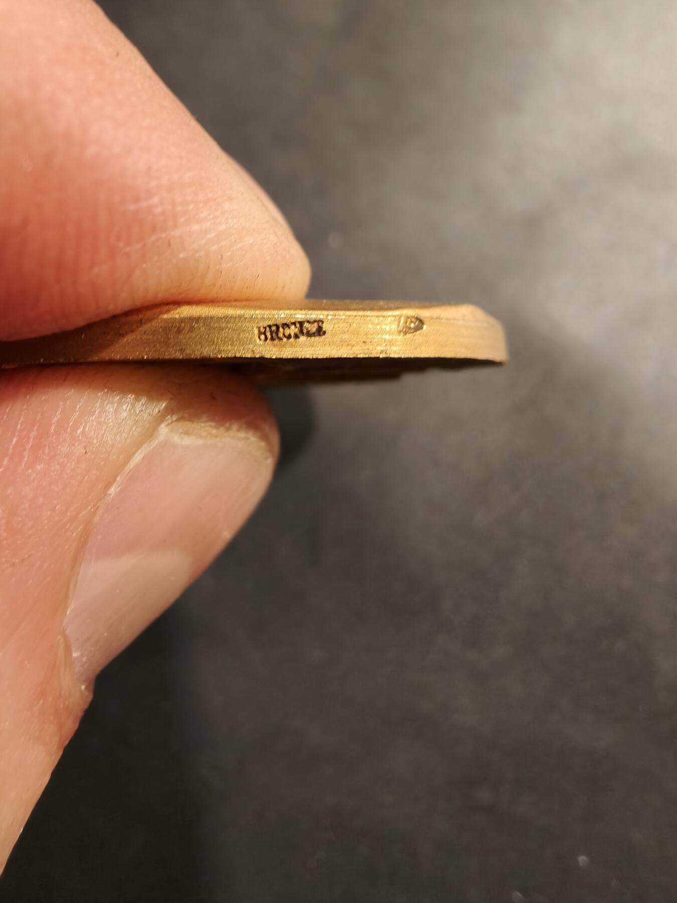 老王徽章第184期 法国1925年第32届拉罗谢尔地区节日镀金大铜章    原盒     勒内鲍迪雄作品     直径46mm     重量41.4g