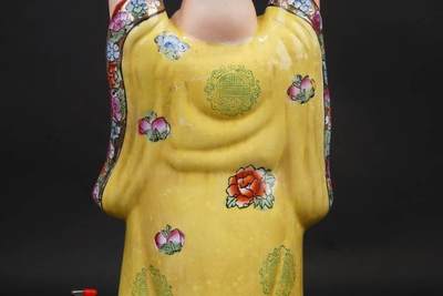 上海都达杂项专场102【全场包邮】  粉彩描金《金玉满堂》弥勒佛摆件85-9