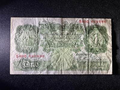 世界各国纸币拍卖 - 1949年英国1英镑 实物图