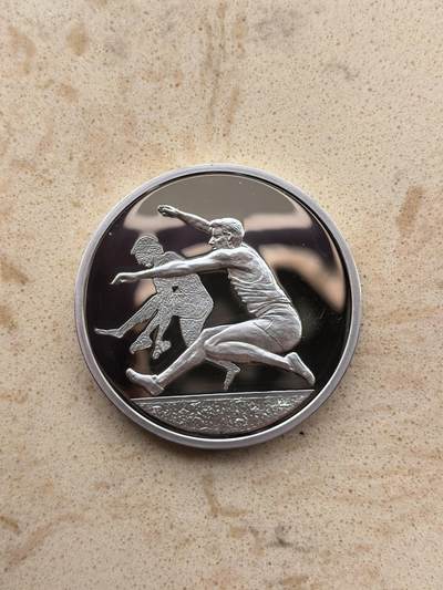 道一币馆币章第一百六十七场 - 希腊2004年雅典奥运会纪念-跳远10欧元精制银币 34g 925S 