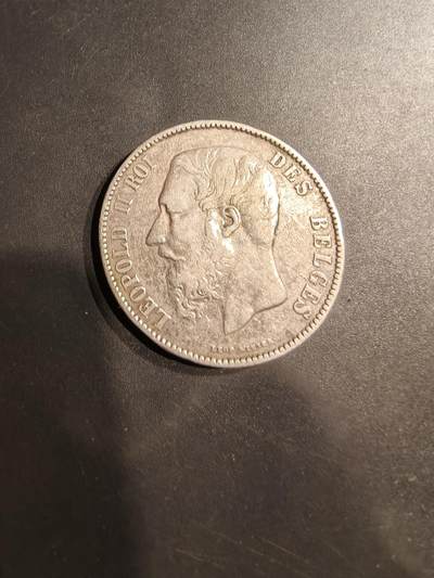 老王徽章第184期 - 比利时1876年5法郎银币    900银     24.8g