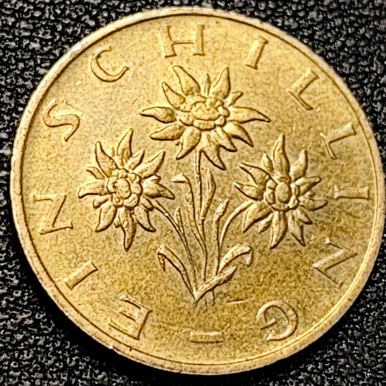 泉币菌-第195场- 新年快乐 新年第三场 本场拍品多 请提前出价 1990年 奥地利1先令 雪绒花 铝青铜 22.5mm 