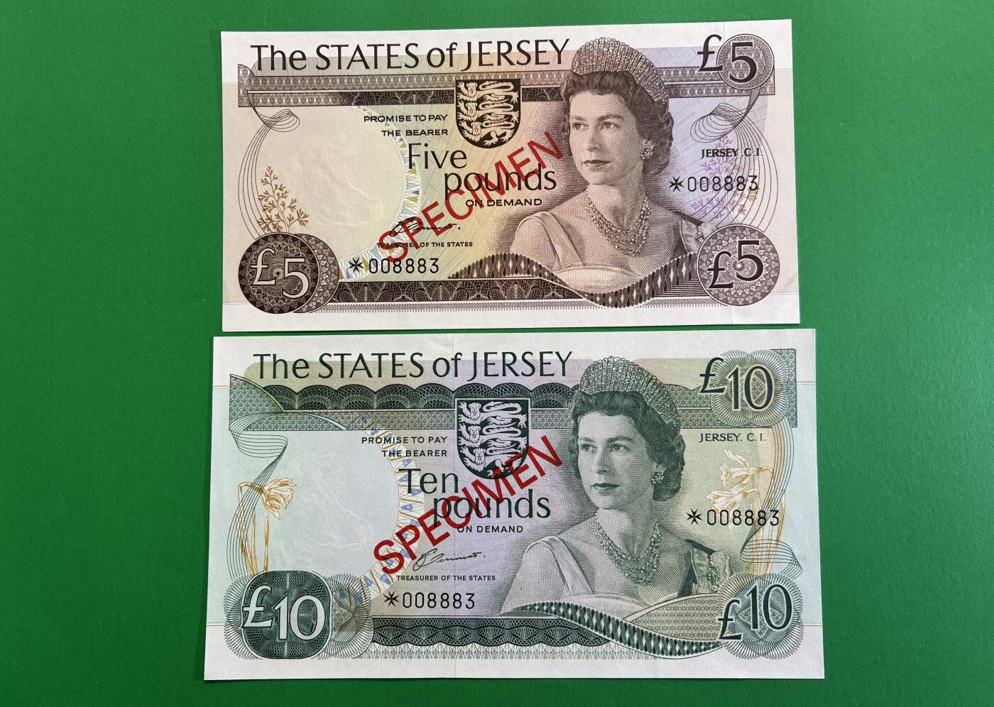 咖啡豆•收藏 2026年Mar_1st世界各国纸币样票拍卖 泽西岛 1-20镑 全新UNC同号 外国纸币样票 4枚一套