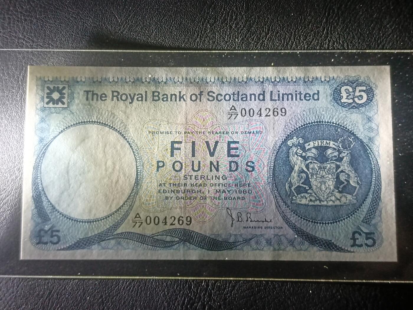 【年后首拍！】2026二月第三期，总217期 苏格兰皇家银行1980年UNC-千位号，早期少见中高面值品种