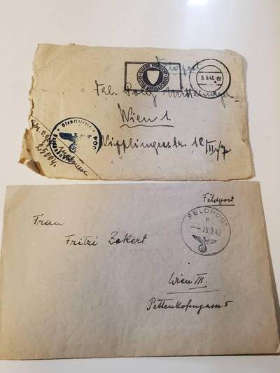 韵星假日军品类拍卖第42期 -- Rimey Holidays Militaria Auction 42 - nazi战地军邮邮封和单邮封面一对