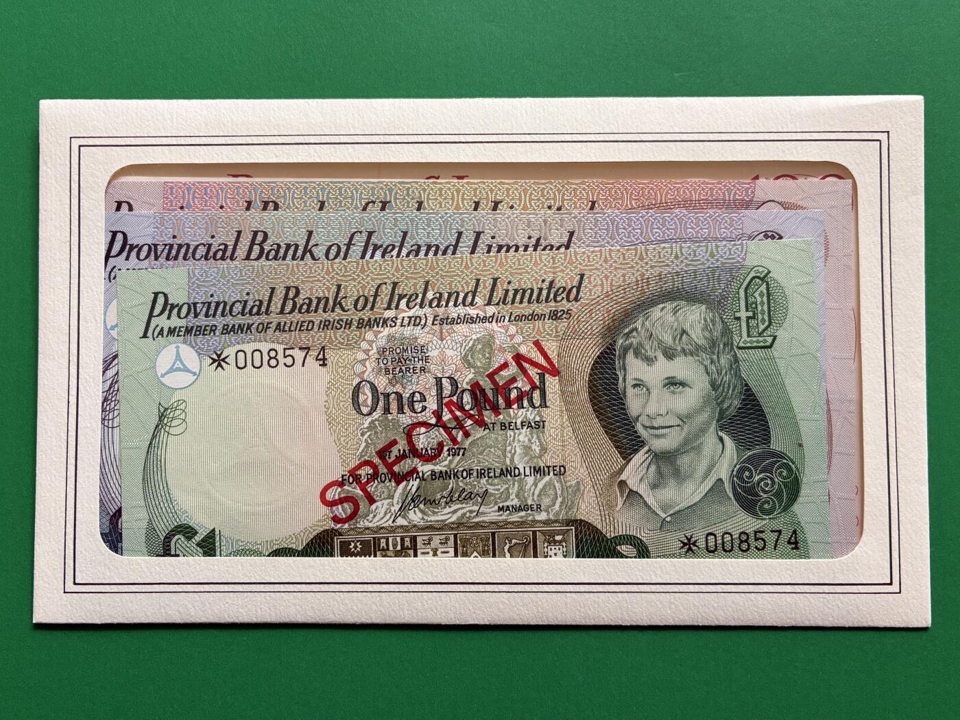 咖啡豆•收藏 2026年Mar_1st世界各国纸币样票拍卖 北爱尔兰 1-100镑 全新UNC同号 外国纸币样票 7枚一套