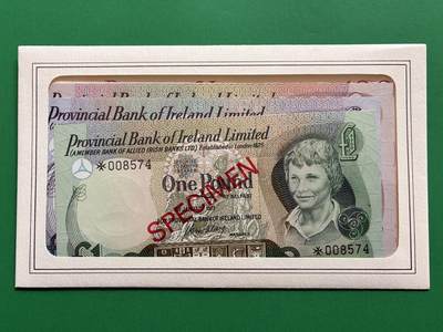 咖啡豆•收藏 2026年Mar_1st世界各国纸币样票拍卖 - 北爱尔兰 1-100镑 全新UNC同号 外国纸币样票 7枚一套