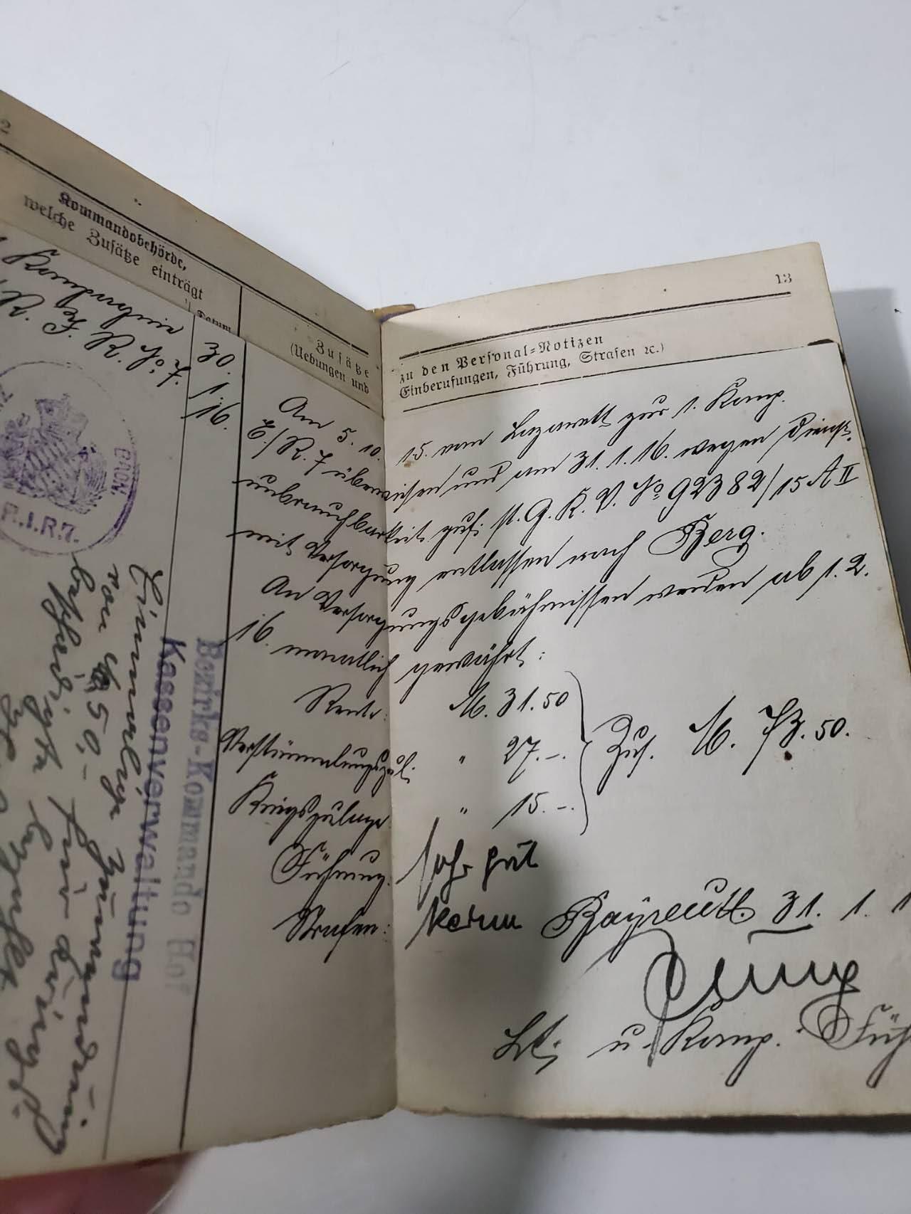 韵星假日军品类拍卖第42期 -- Rimey Holidays Militaria Auction 42 德意志帝国巴伐利亚王国士兵证带战地备注/信件一套