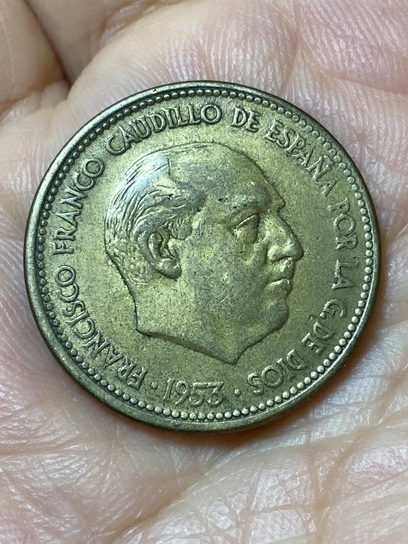 2026年第三十一场(总第二百场)英国一线回流散币新春特拍第三场(免佣金) 少见–西班牙🇪🇸1953(54)年2.5比塞塔(弗朗哥执政时期)