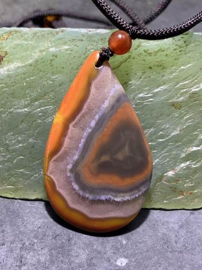 精美罕见冰飘冻料糖心飘朱砂点战国红玛瑙吊坠一个， - 精美罕见冰飘冻料糖心飘朱砂点战国红玛瑙吊坠一个，