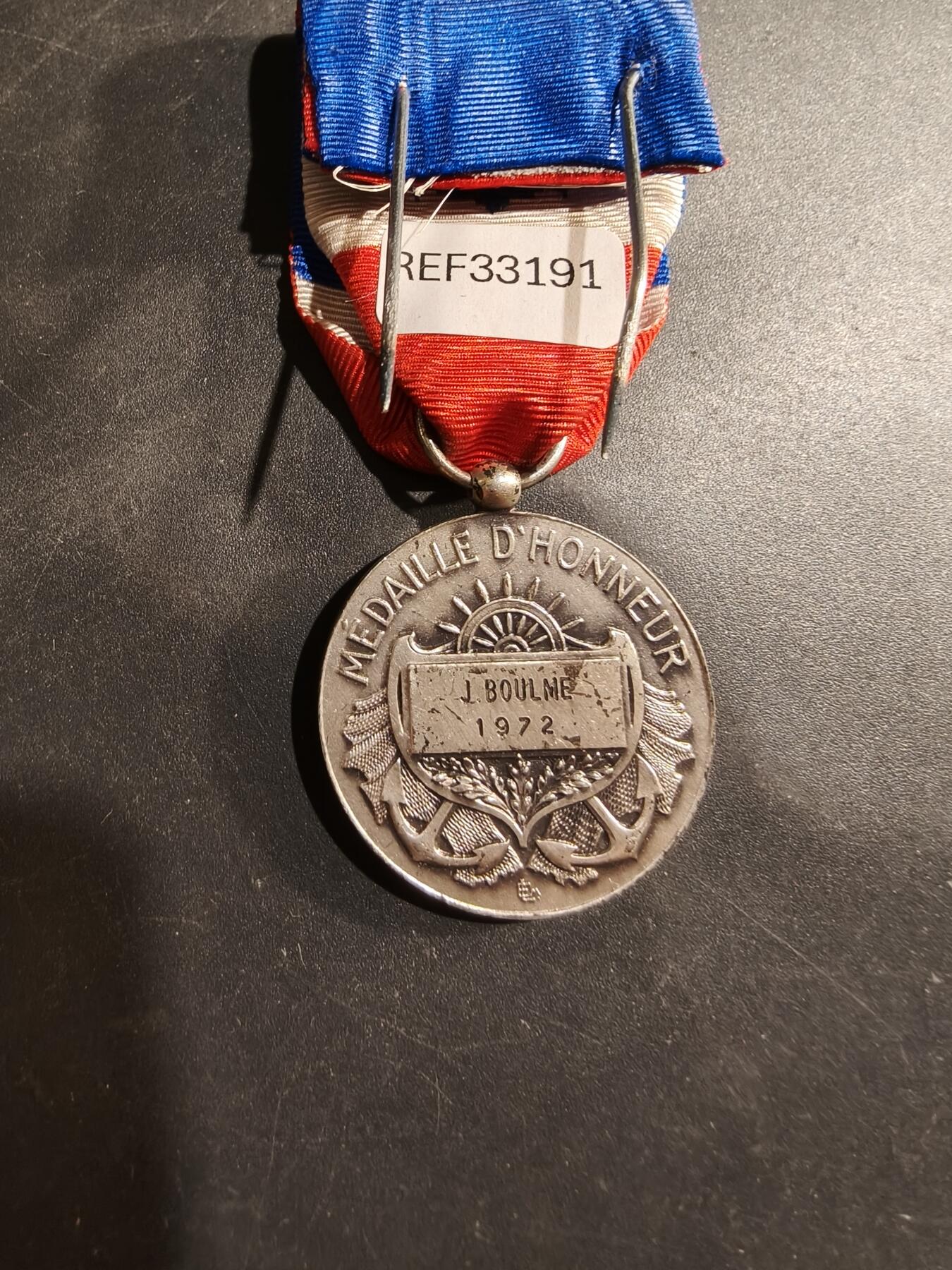 老王徽章第184期 法国海事部门银级劳工奖章    950银   1972年实发     12.4g