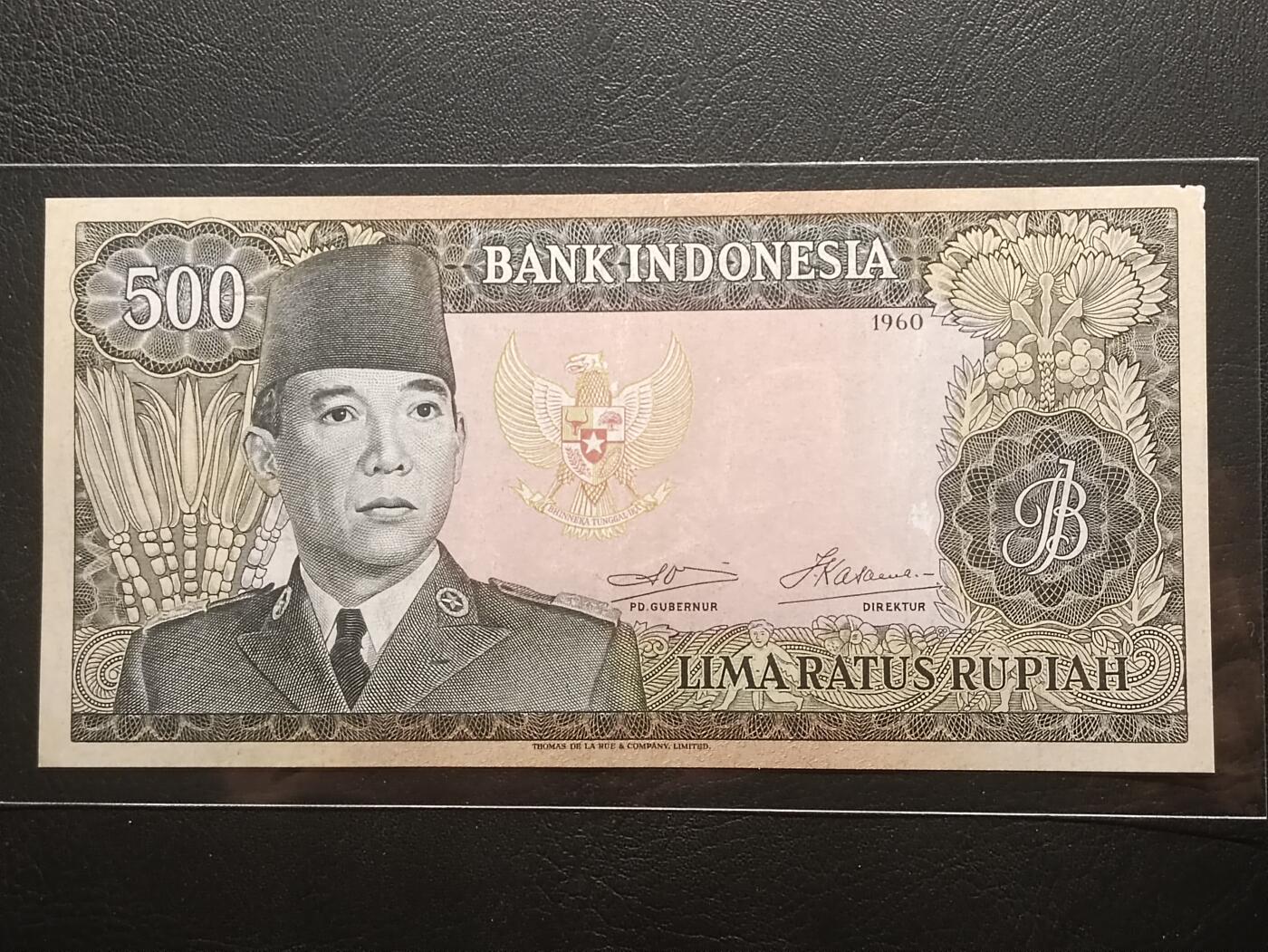 【年后首拍！】2026二月第三期，总217期 印度尼西亚1960版500卢比流通好品XF，稀有的短号版高面值苏加诺水印