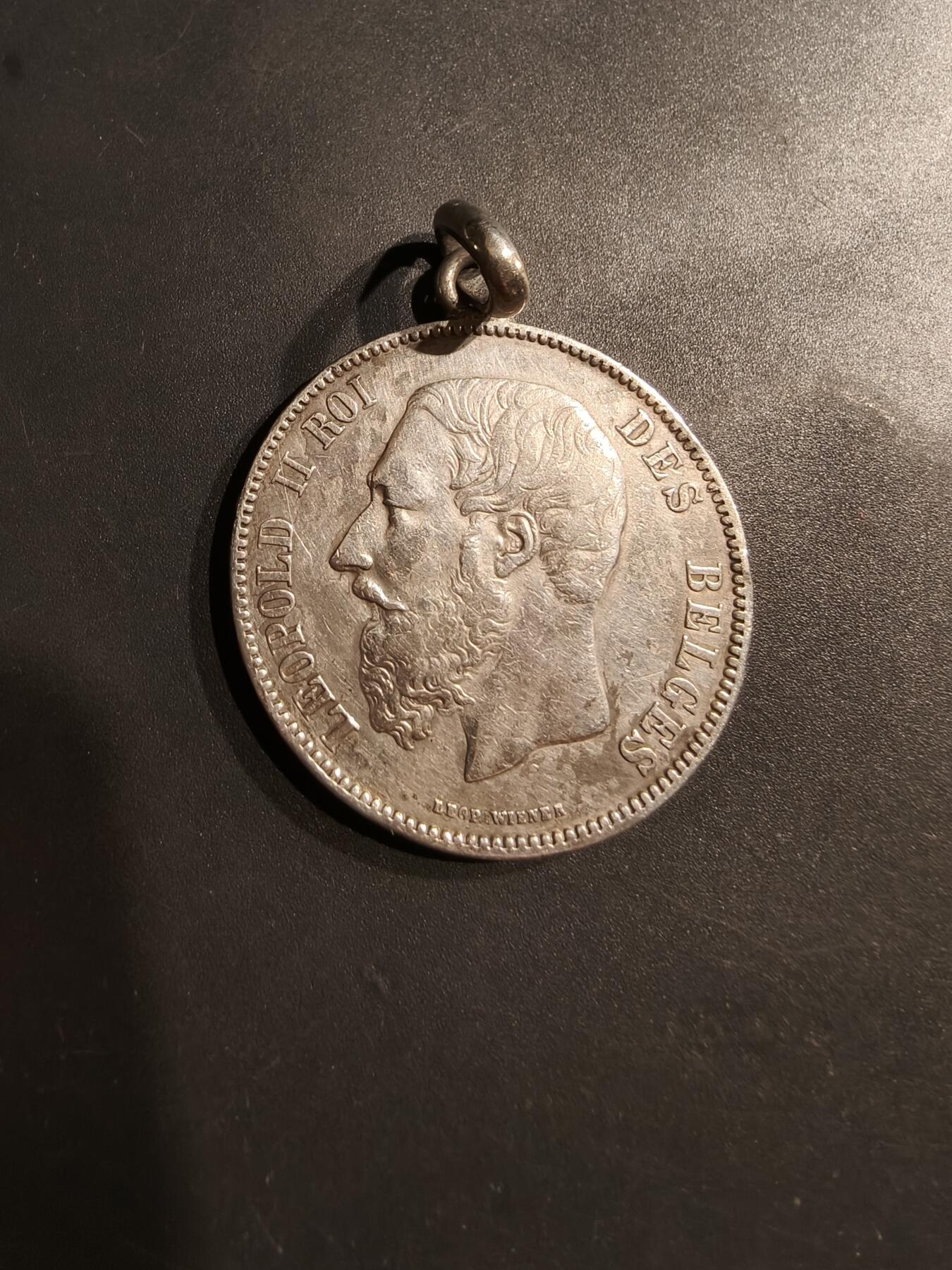 老王徽章第184期 比利时1873年5法郎银币     900银    26.5g