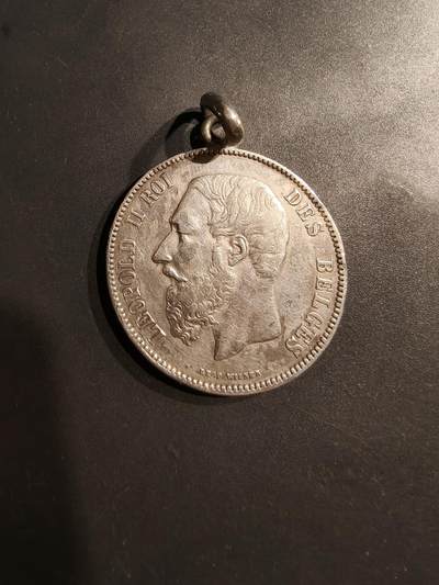 老王徽章第184期 - 比利时1873年5法郎银币     900银    26.5g