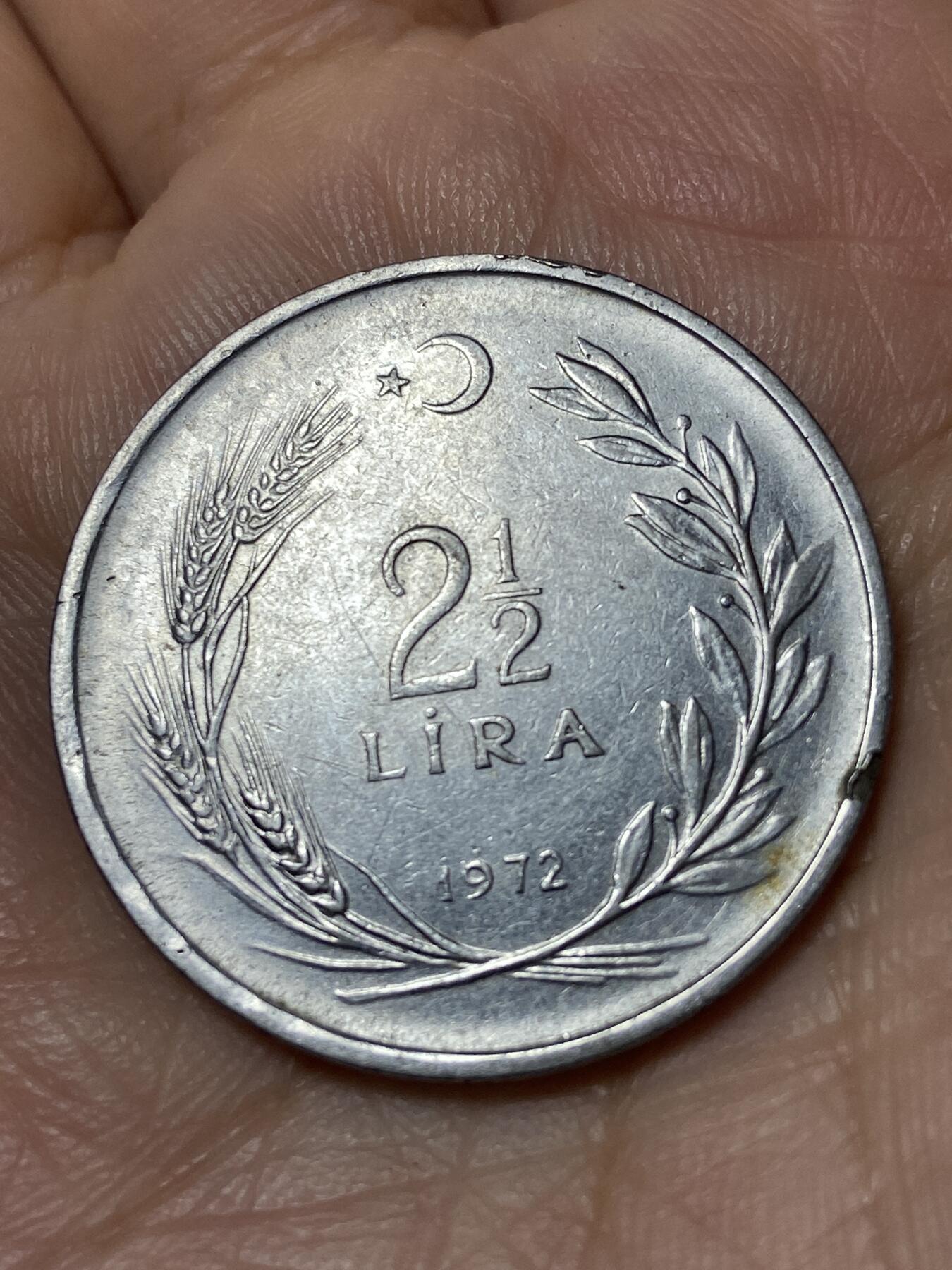 2026年第三十一场(总第二百场)英国一线回流散币新春特拍第三场(免佣金) 土耳其🇹🇷1972年2.5里拉(建国后第五套第二版，9克版)