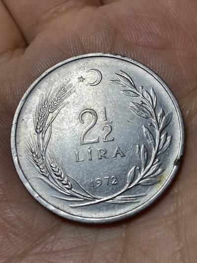 2026年第三十一场(总第二百场)英国一线回流散币新春特拍第三场(免佣金) - 土耳其🇹🇷1972年2.5里拉(建国后第五套第二版，9克版)