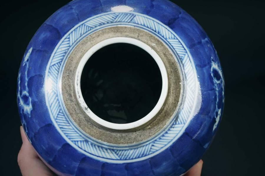 上海都达杂项专场三十六【年后发货全场包邮】 青花留白冰梅罐85-2