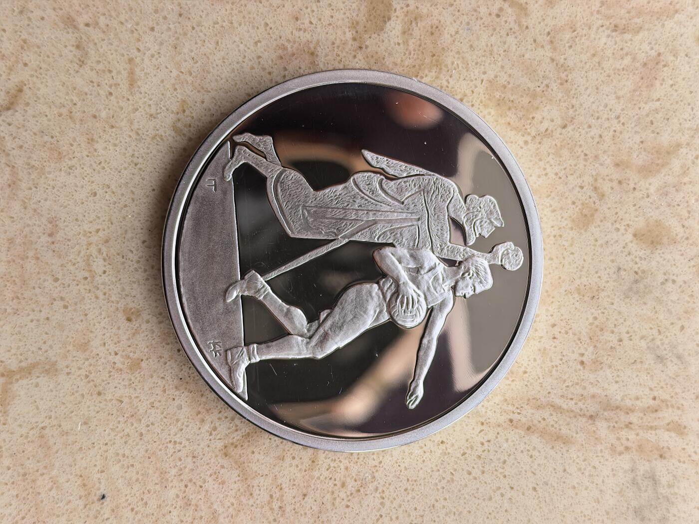 道一币馆币章第一百六十七场 希腊2004年雅典奥运会纪念-篮球10欧元精制银币 34g 925S 