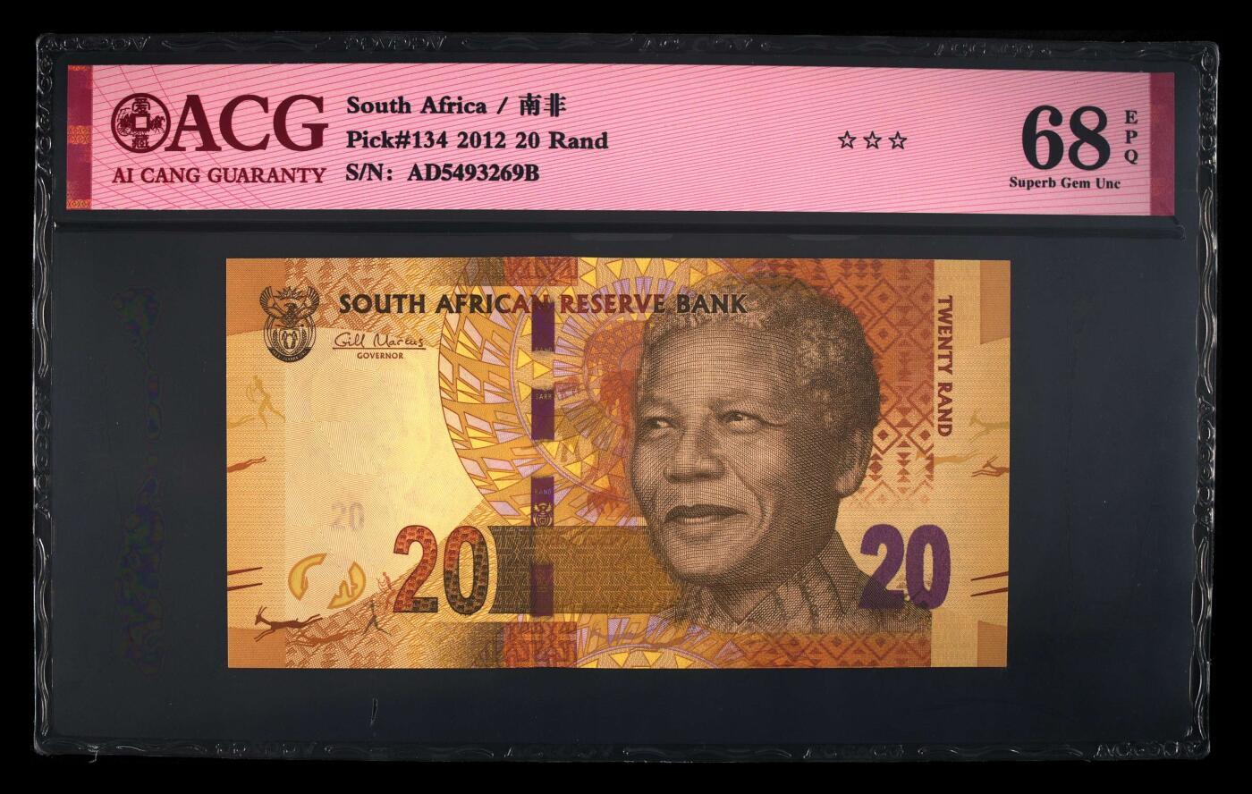 《艾美收藏》第233期-2.23周一外币精品荟萃(春节第二拍) 南非2012年20兰特爱藏评级68E 大象 Pick#134初版无欧姆龙环