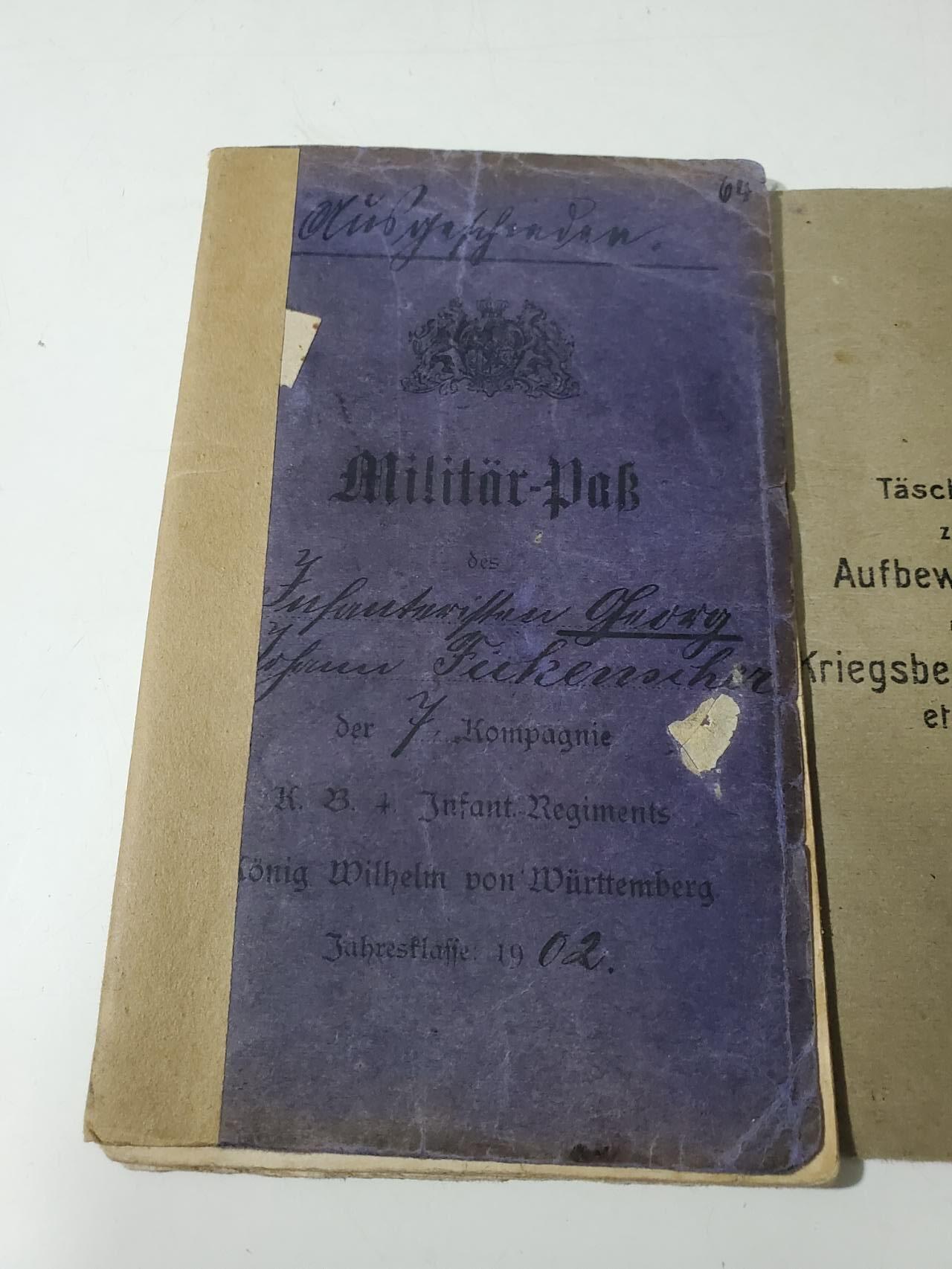 韵星假日军品类拍卖第42期 -- Rimey Holidays Militaria Auction 42 德意志帝国巴伐利亚王国士兵证带战地备注/信件一套