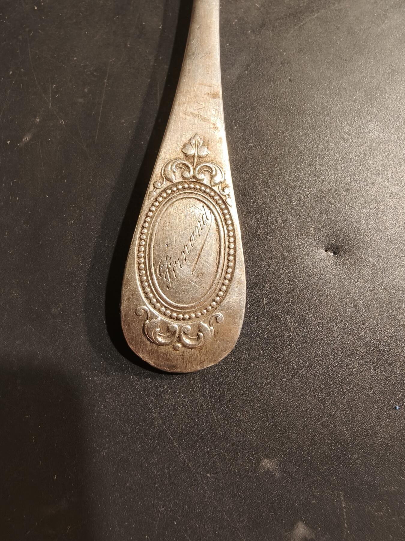 老王徽章第184期 法国银餐勺    密涅瓦1级银标    950银     61.2g