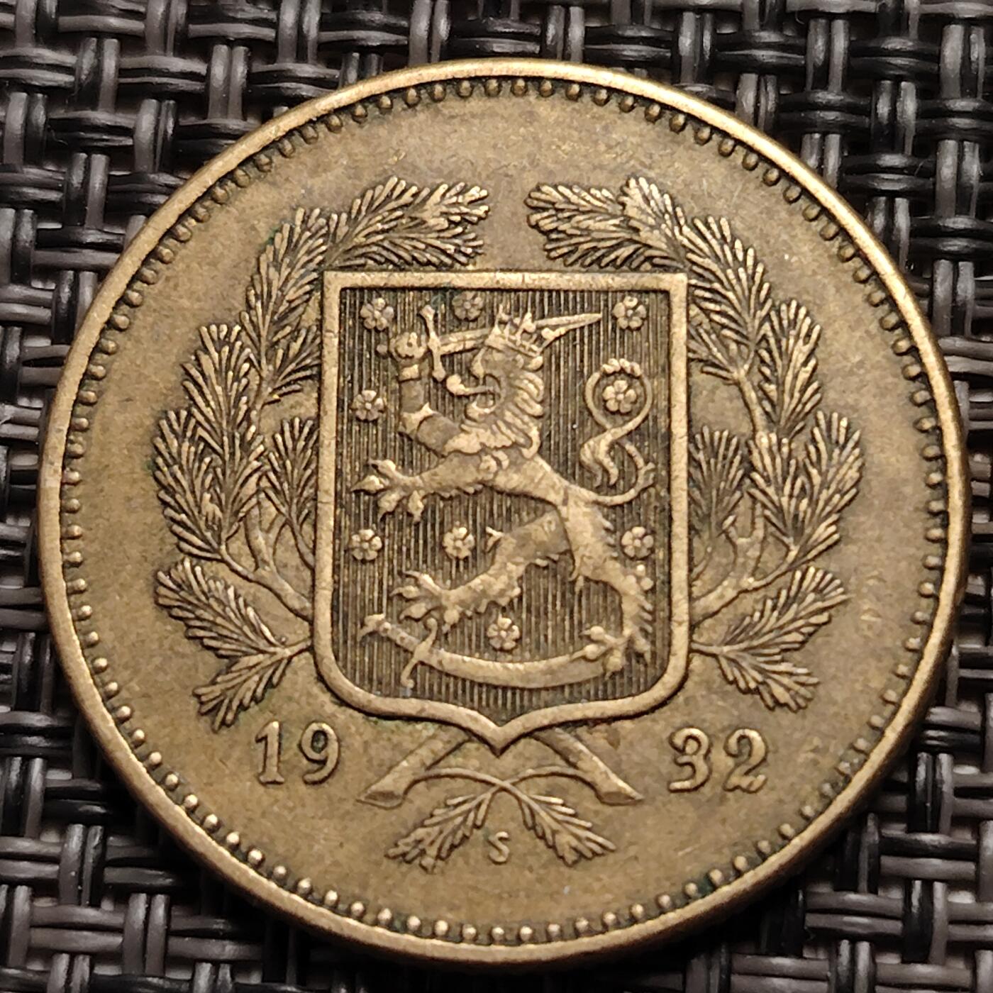 布加迪🐬～世界钱币(上海)🌾第 276 期 /  各国套币和散币 芬兰🇫🇮 1932年 10马克 27mm ~C18