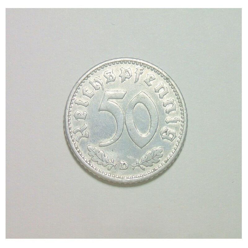 德国第三帝国1943年D版50芬尼 好品