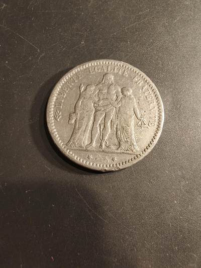 老王徽章第184期 - 法国1875大力神5法郎学习币