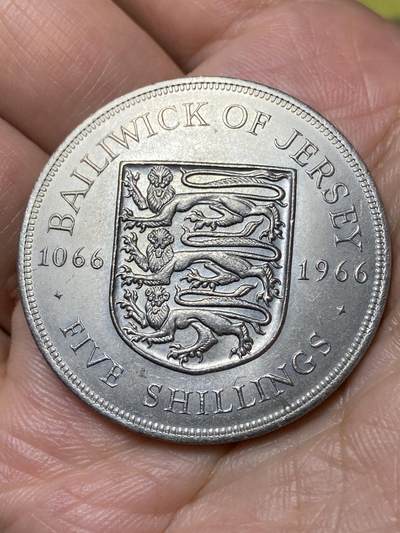 2026年第三十一场(总第二百场)英国一线回流散币新春特拍第三场(免佣金) - 好品–英属泽西岛🇯🇪1966年5先令克朗型大币(诺曼征服900周年纪念币)