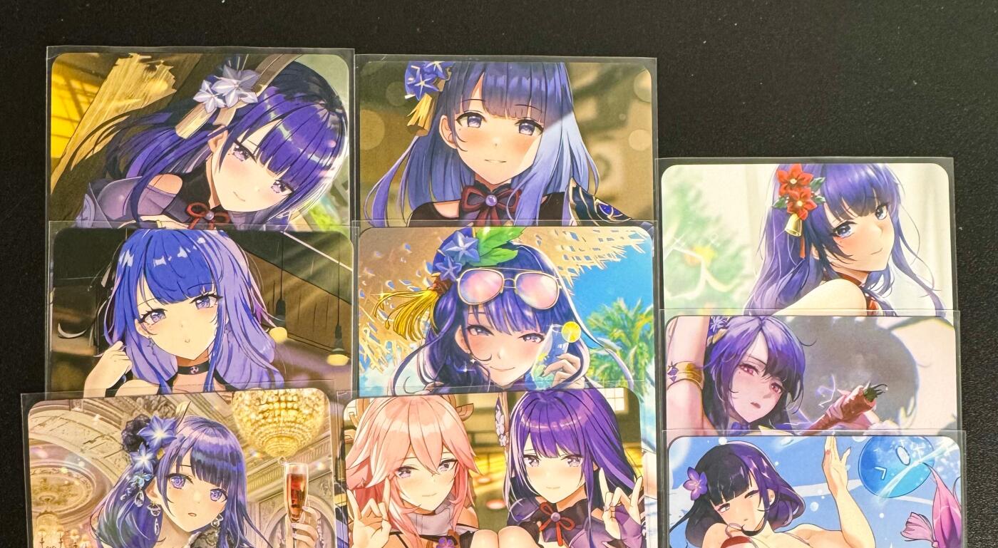 NO.25.5 好又多妹卡大赏，新店点关注不迷路！每周一站式配齐，方便凑单！（周6晚9点截拍，卖家送拍0抽成！） 殿兔卡牌 艺术卡 原神雷电将军 背面9拼，1套9张 普卡工艺