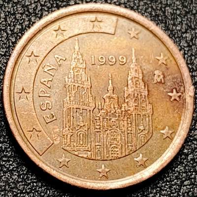 泉币菌-第197场- 新年快乐 新年第5场 本场拍品多 请提前出价 - 圣地亚哥 德 孔波斯特拉 主教教堂 西班牙5欧分钢镀铜硬币 21.25毫米 3.92克 欧盟钱币