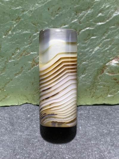 千层纹缠丝玛瑙通货直桶，桶珠一个， - 千层纹缠丝玛瑙通货直桶，桶珠一个，