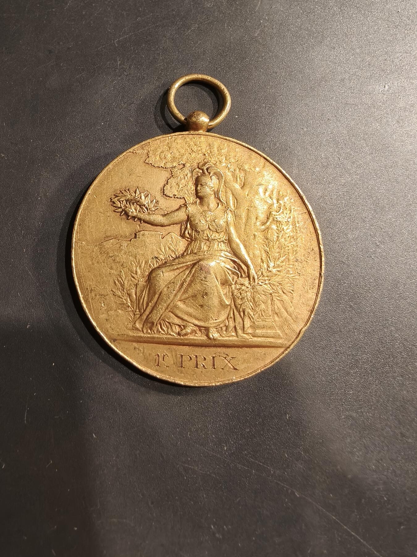 老王徽章第184期 法国“航海友谊团体”镀金铜奖章      大尺寸    直径50mm    重量52.6g