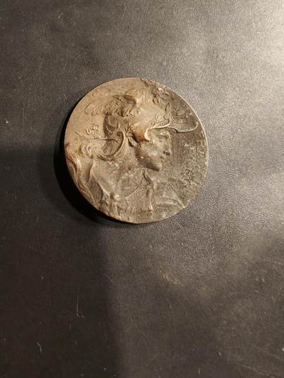 老王徽章第184期 - 法国1901年圣米耶尔地区射击竞赛大铜章    公鸡头玛丽安娜     直径30mm    重量12.7g