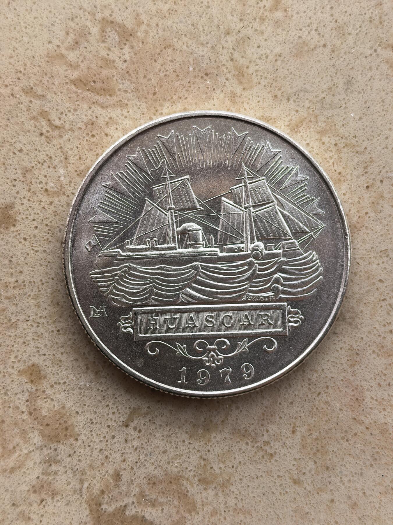 道一币馆币章第一百六十七场 秘鲁1979年伊基克海战百年5000索尔纪念银币 31.1g 925S 