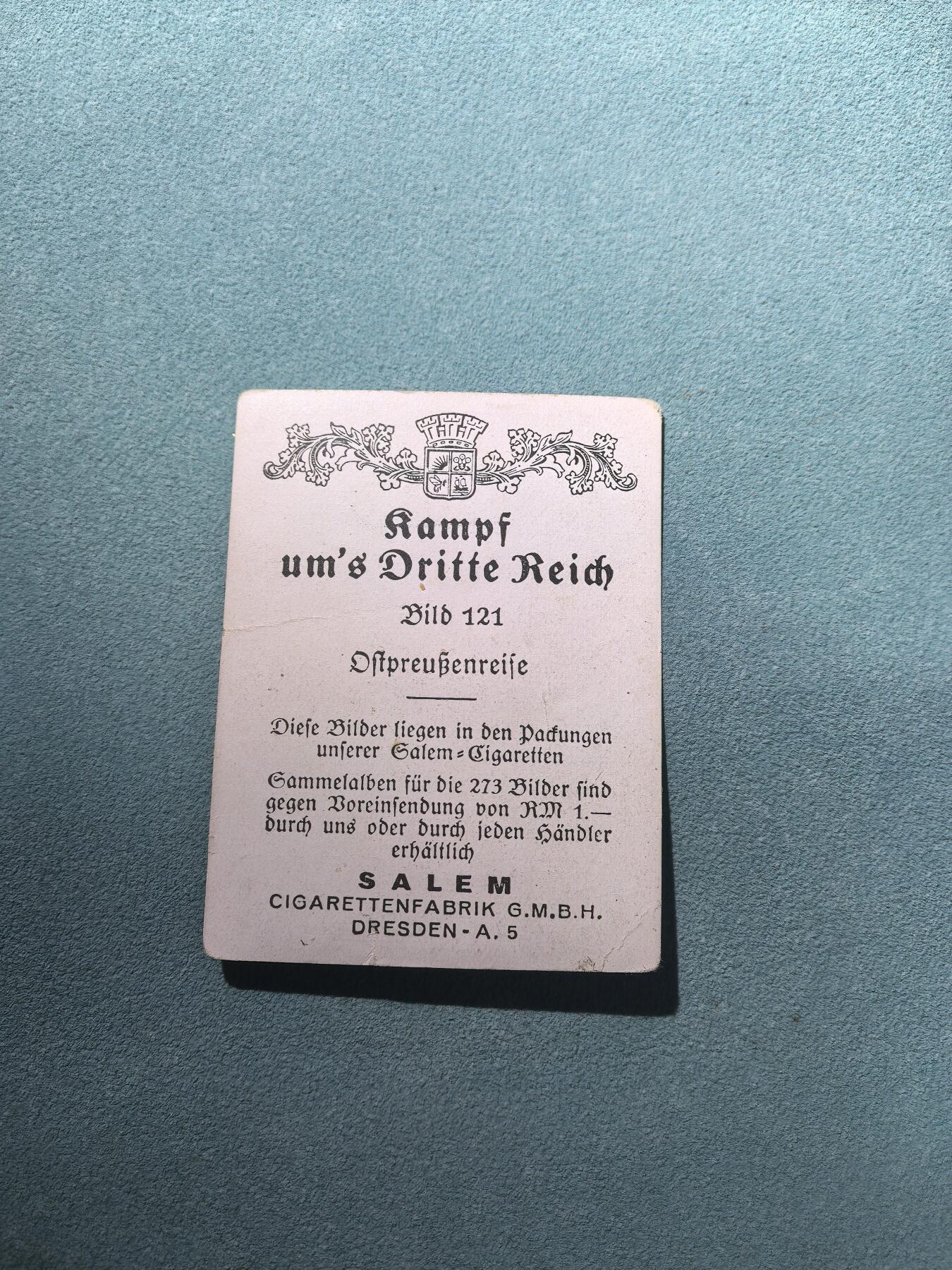 号角文化祝福各位藏友春节大吉马年入好藏 盛世勋华——号角文化勋章邮票专场拍卖第306期    德国（1939）系列宣传卡片 为第三帝国而战 小胡子东普鲁士之行