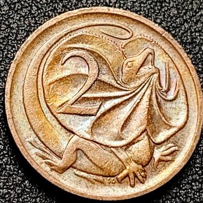 泉币菌-第197场- 新年快乐 新年第5场 本场拍品多 请提前出价 - 美品 1981年 英属澳大利亚2分铜币 伞蜥蜴斗篷蜥 21.5mm