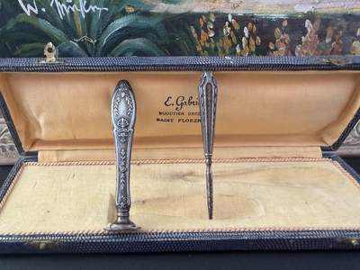 海外回流春节专场（三） - 法国回流银火漆印章与工具（左起：8.9cm，9.8cm，共计：20.6g，无银标）