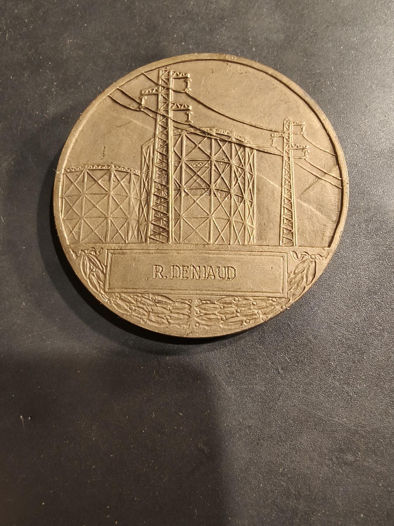 老王徽章第184期 法国电气公司大铜章    大师Dropsy作品    直径54mm    重量71.7g