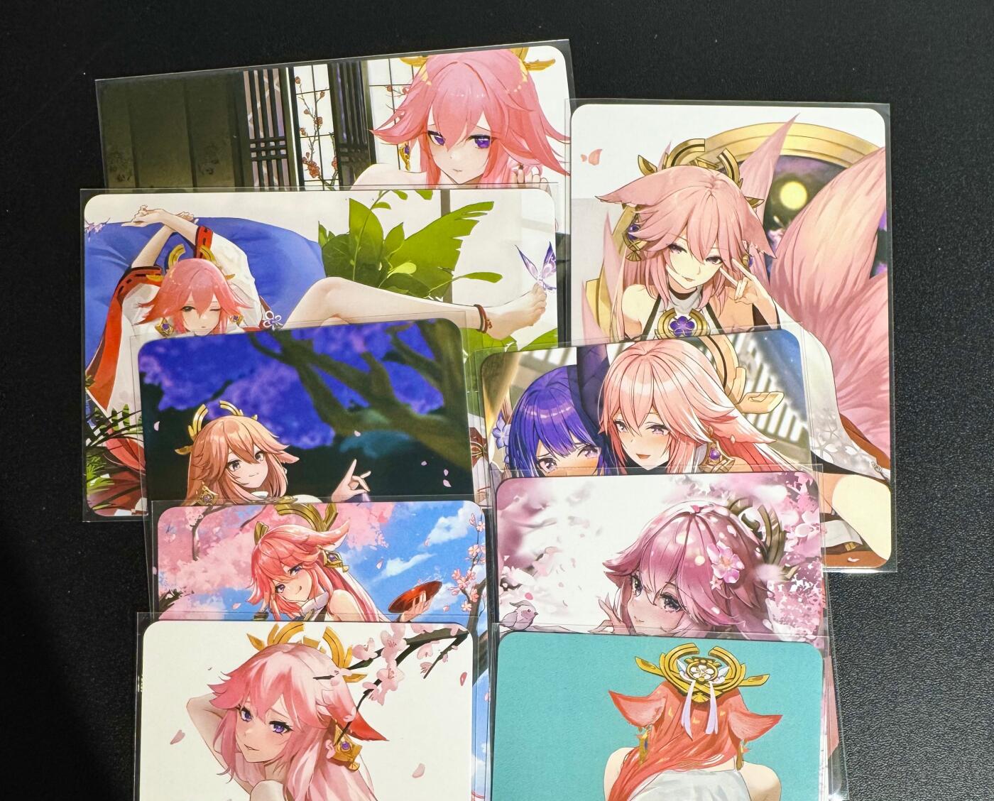 NO.25.5 好又多妹卡大赏，新店点关注不迷路！每周一站式配齐，方便凑单！（周6晚9点截拍，卖家送拍0抽成！） 殿兔卡牌 艺术卡 原神八重神子 背面9拼，1套9张 普卡工艺