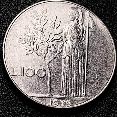 泉币菌-第197场- 新年快乐 新年第5场 本场拍品多 请提前出价 - 意大利早期100里拉 月亮和记忆女神密涅瓦 不锈钢币 27.8mm