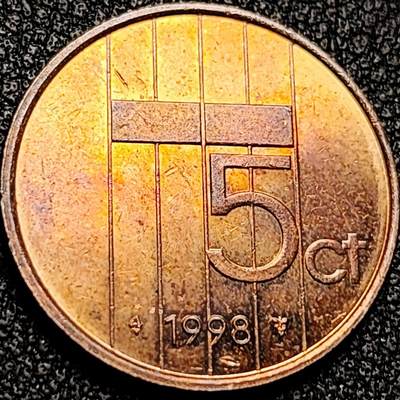 泉币菌-第197场- 新年快乐 新年第5场 本场拍品多 请提前出价 - 原铜光极美 1998年 荷兰王国5分铜币 贝娅特丽克丝女王 21mm